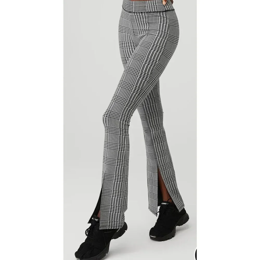 Alo Yoga Jacquard High-Waist Glenplaid Flutter‎ Legging Size Large Black